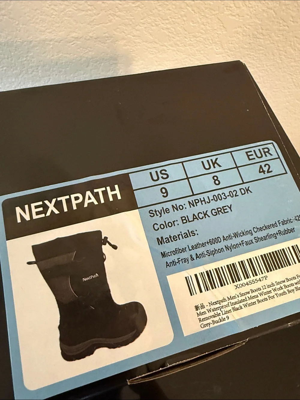 Nextpath Men’s Insulated Waterproof Winter Boots | Removable Liner | NWT | Sz. 9